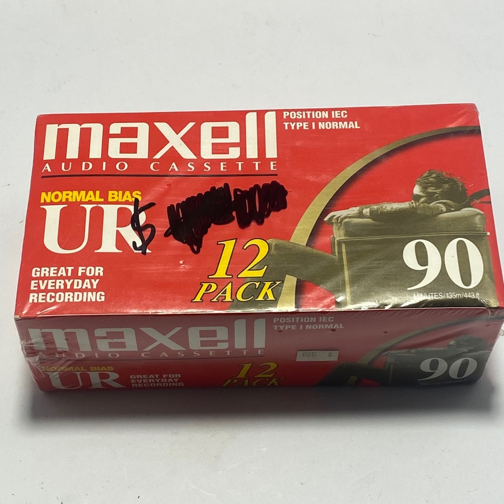 Maxell UR 90 Audio Cassette 12 Pack 90 Min New Sealed Normal Bias Type I